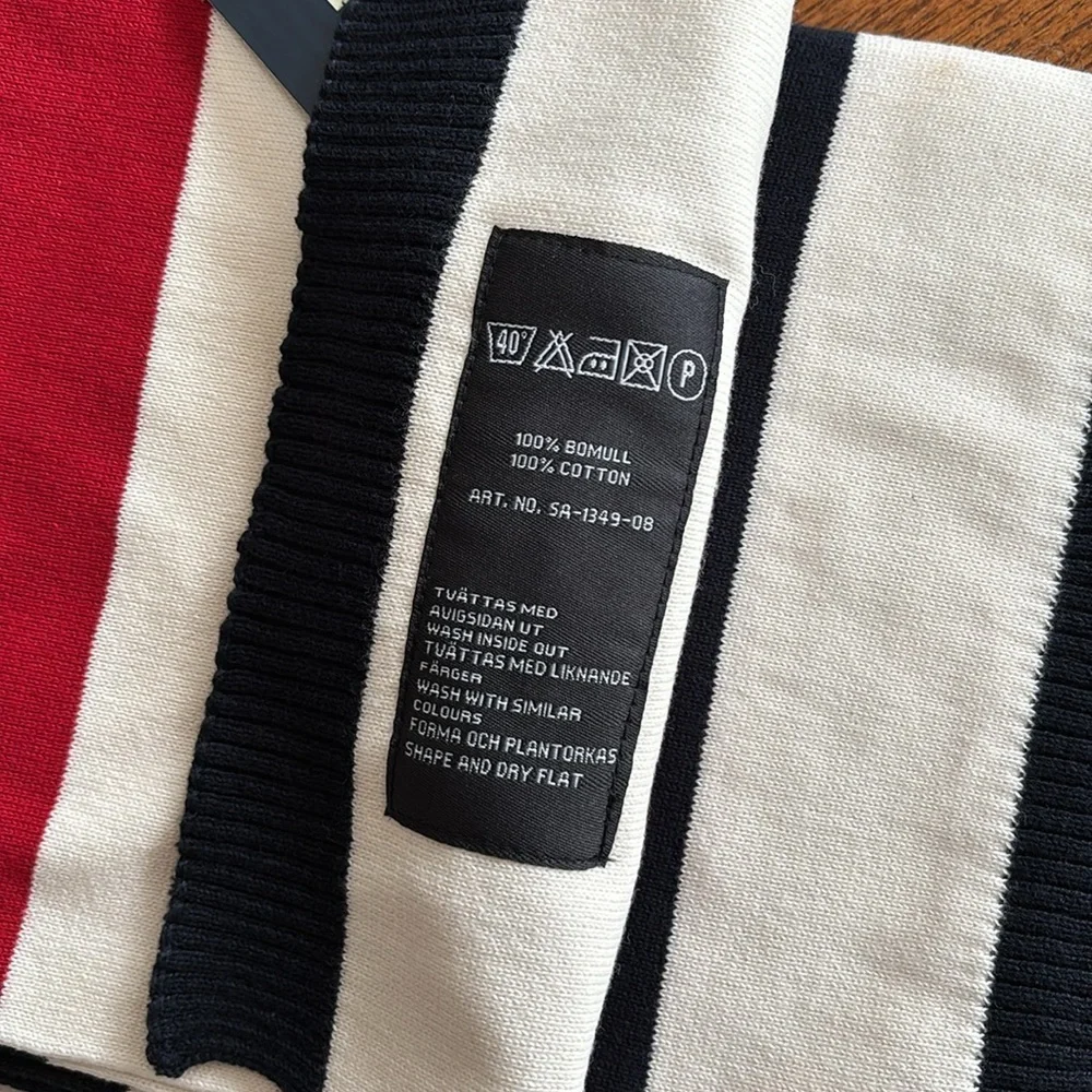 Sebago Block Stripe Scarf NWT Red White Navy Blue Cotton Knit Nautical Coastal